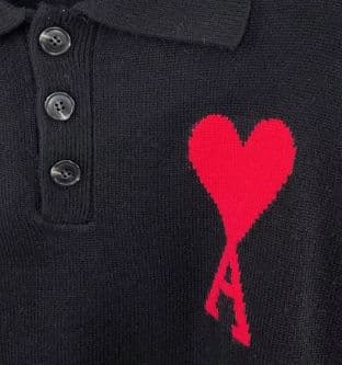 AMI PARISトブラックーポロニット ハート刺繍 L23 - メルカリ