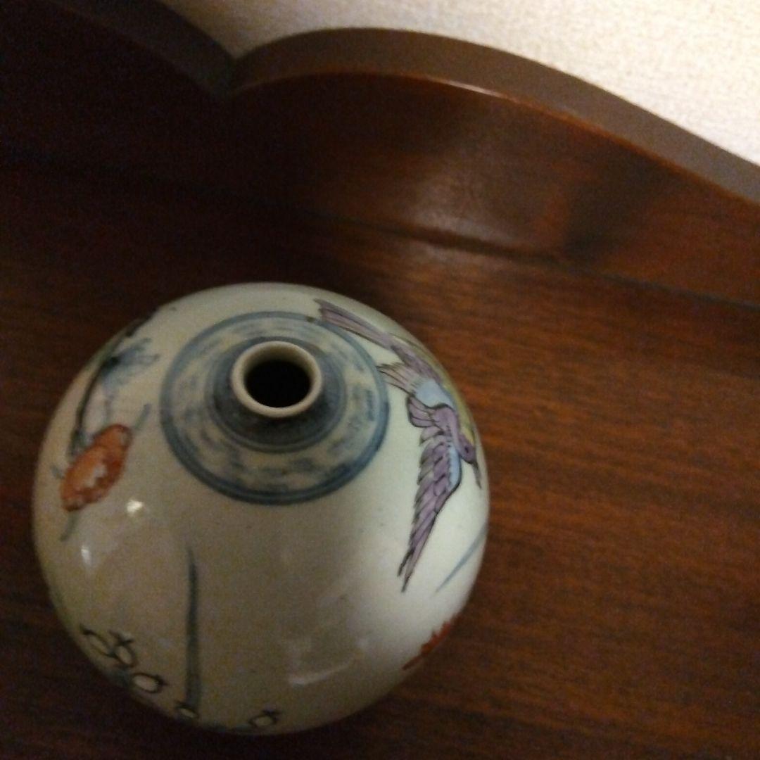 染錦花鳥文つぼ　　六代佐藤走波作