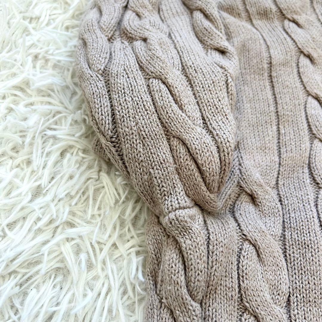 ラルフローレン 現行QRタグ ケーブル ハーフジップニット XS モカ