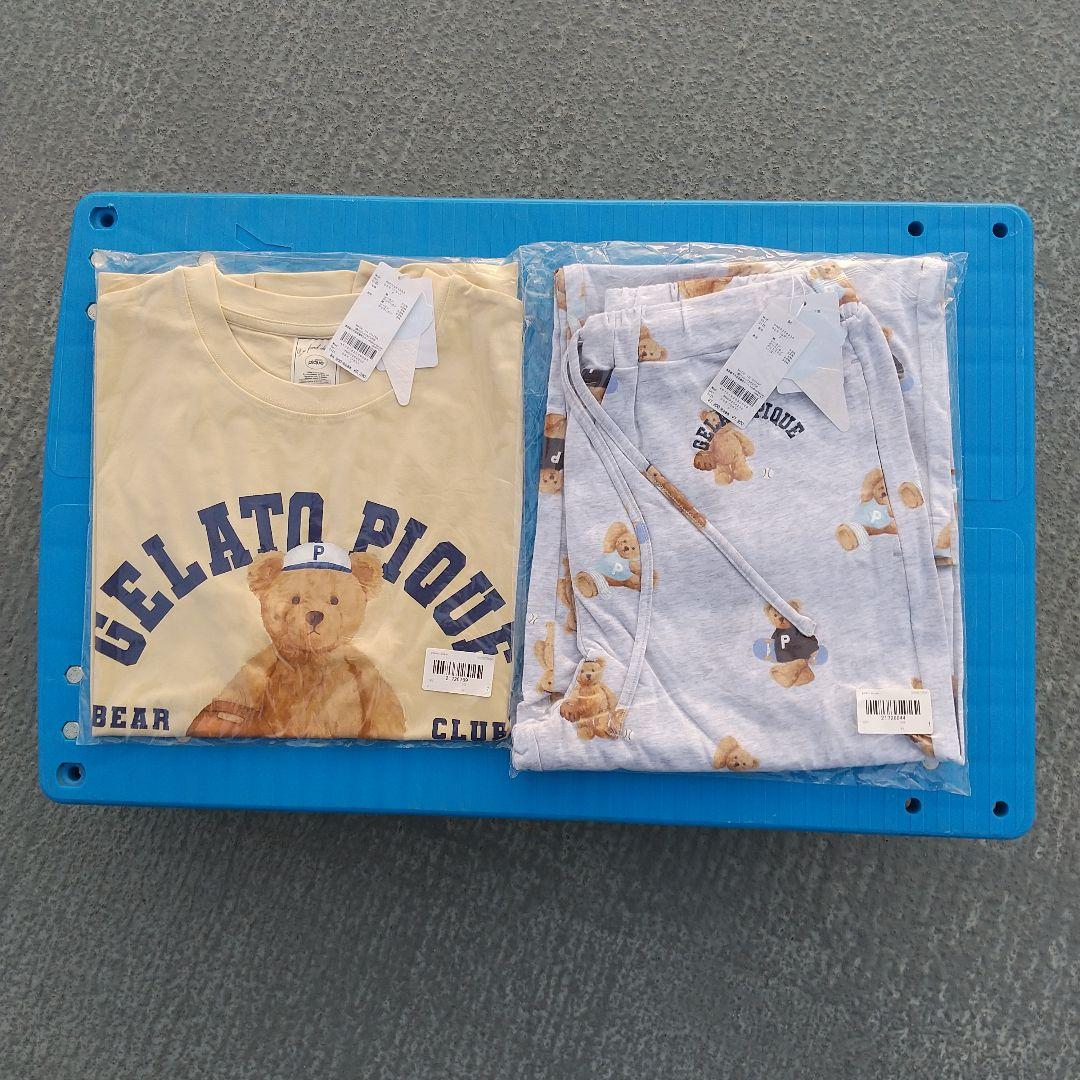 ジェラートピケ スポーティーベアワンポイントTシャツ&総柄ロングパンツセット ONLINE限定】スポーティーベアワンポイントTシャツ＆総柄ロングパンツ