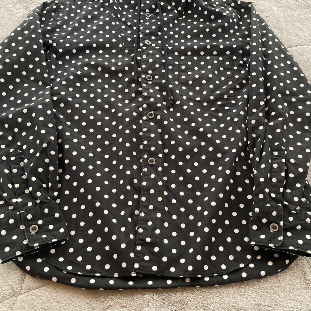 希少 ブラックコムデギャルソン フード付長袖シャツ パーカー 水玉