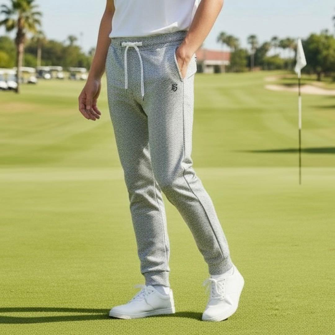 パーリーゲイツ ジョガーパンツ L〜XL相当 ウール素材 ツイード グレー