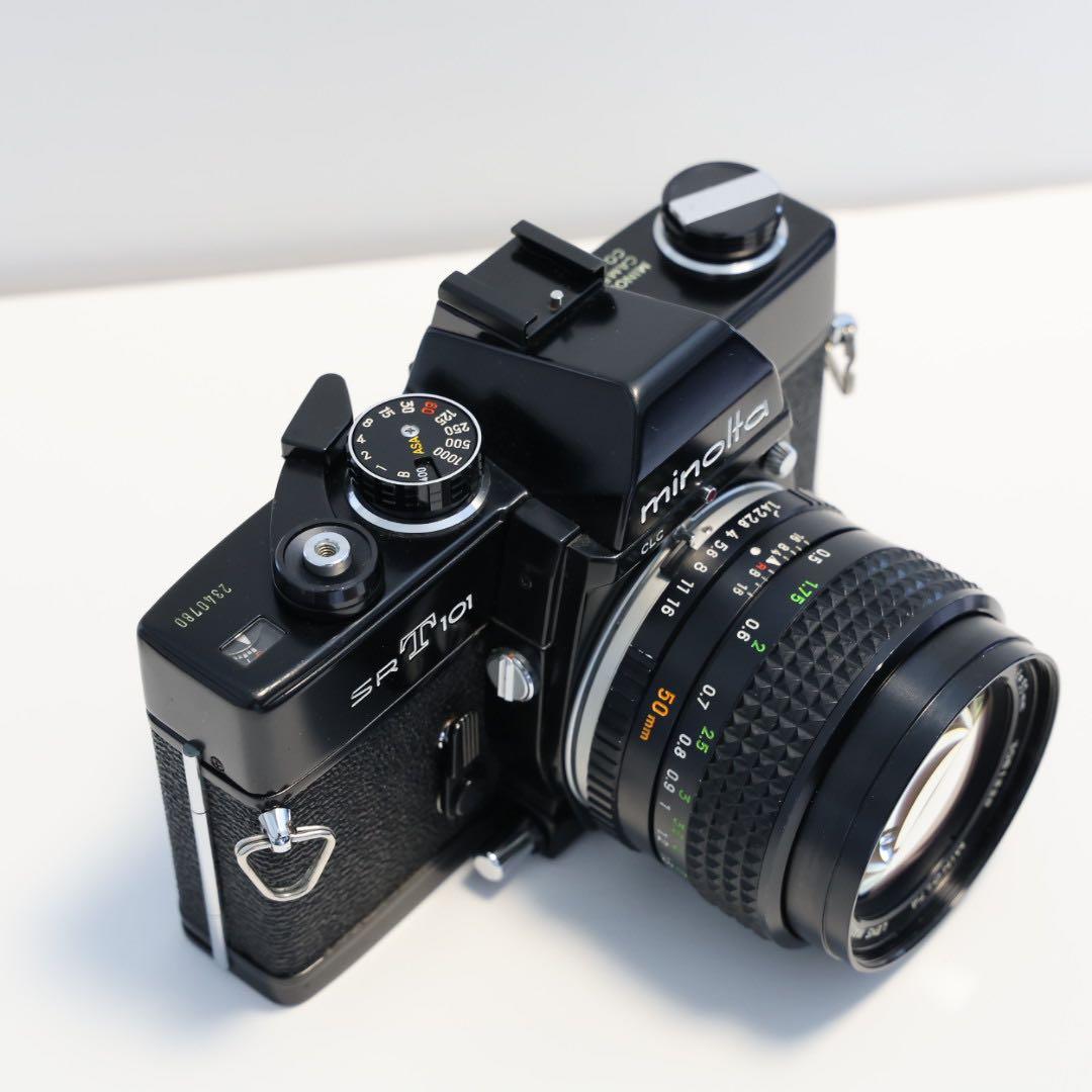 ミノルタSRT101ブラック ボディ フィルムカメラ レンズ付き - メルカリ