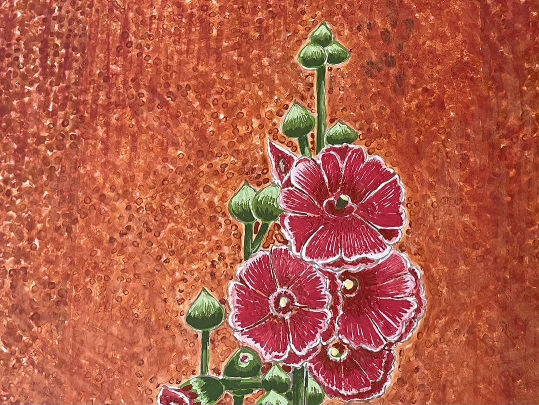 吉田和雄 立葵 絵画 額縁 アルミ 組立式 アート インテリア
