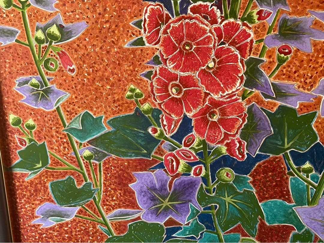 吉田和雄 立葵 絵画 額縁 アルミ 組立式 アート インテリア