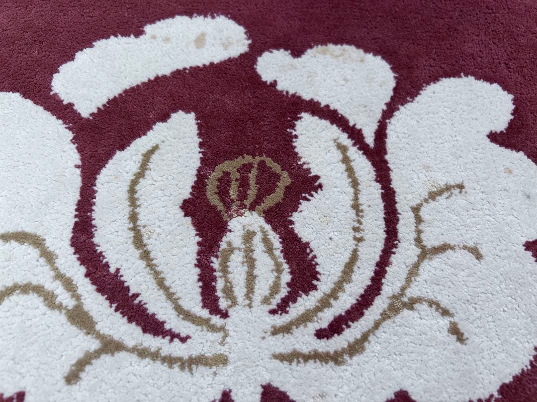 鍋島緞通 新鍋島 吉島敷物 座布団 牡丹B-1 茜地　-349-