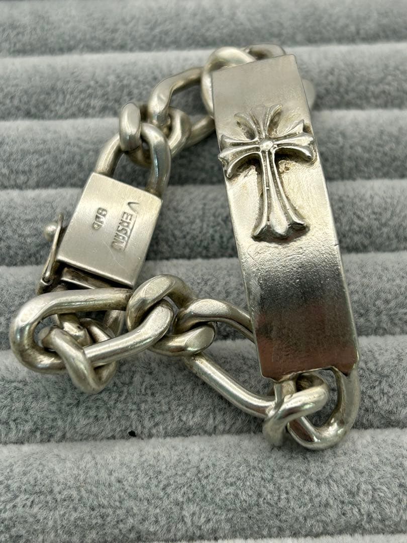 VERSANI ベルサーニ 925シルバー クロス IDブレスレット 喜平 極太