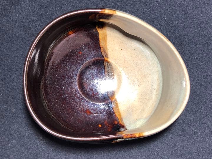 茶道具】陽炎園 膳所焼沓形掛分茶碗 茶碗A338 - メルカリ