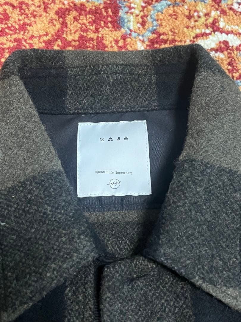 KAJA ウールバッファローチェックCPOジャケット サイズ2 カーキ OVY
