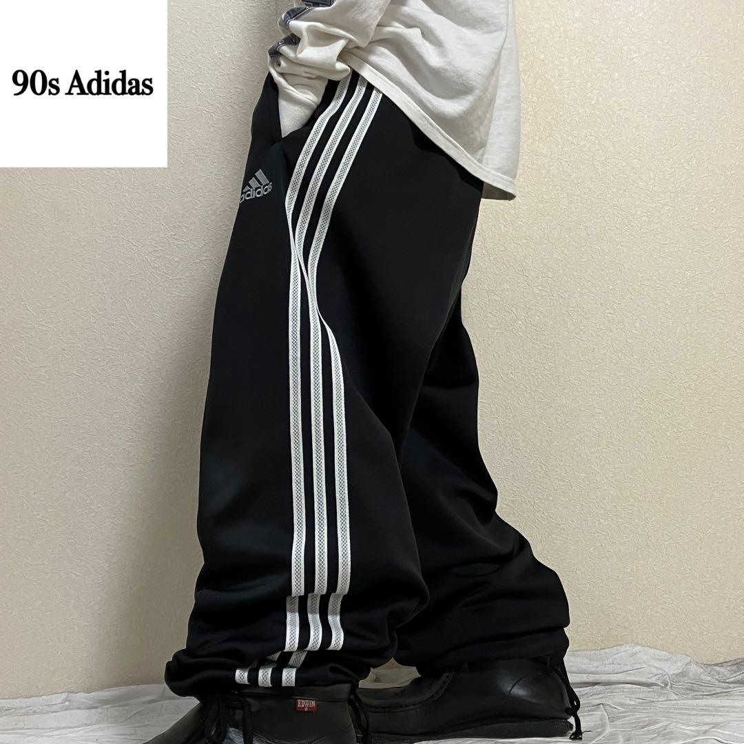90s Adidas ワイド トラックパンツ バギー ジャージ 極太 裾絞り