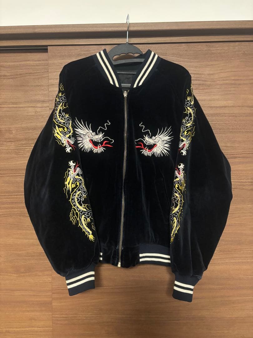 【髑髏】ベロアスカジャン がしゃ髑髏スカジャン 朧 9023821 和柄 和風 おぼろ ドクロ 刺繍