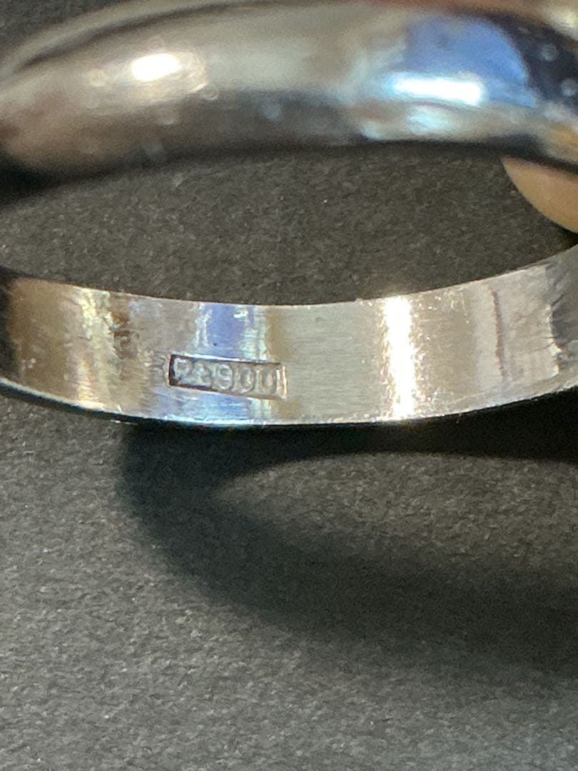 ま*♪様 刻印有り！本物保証！PT900 天然パールリング！8.5号 8.14g