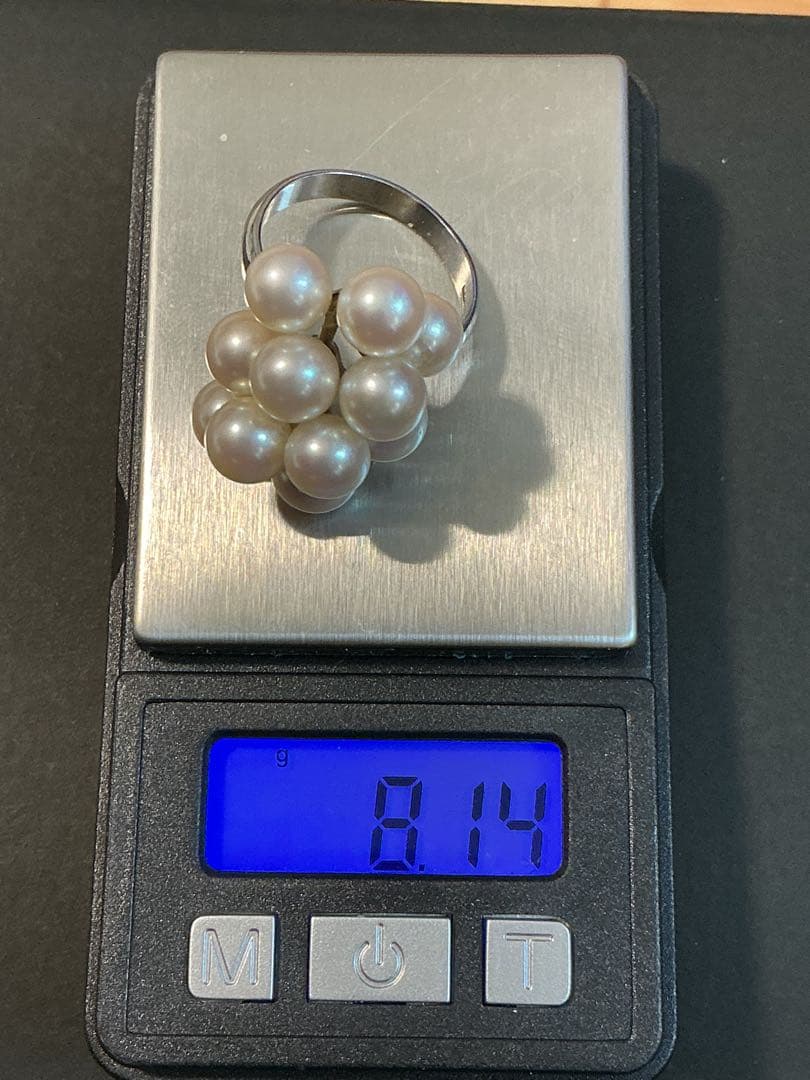 ま*♪様 刻印有り！本物保証！PT900 天然パールリング！8.5号 8.14g