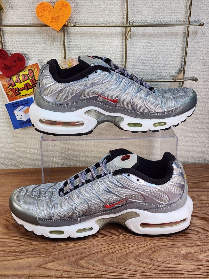 【希少カラー】NIKE エアマックスプラス 25.5cm 銀×赤 状態良好