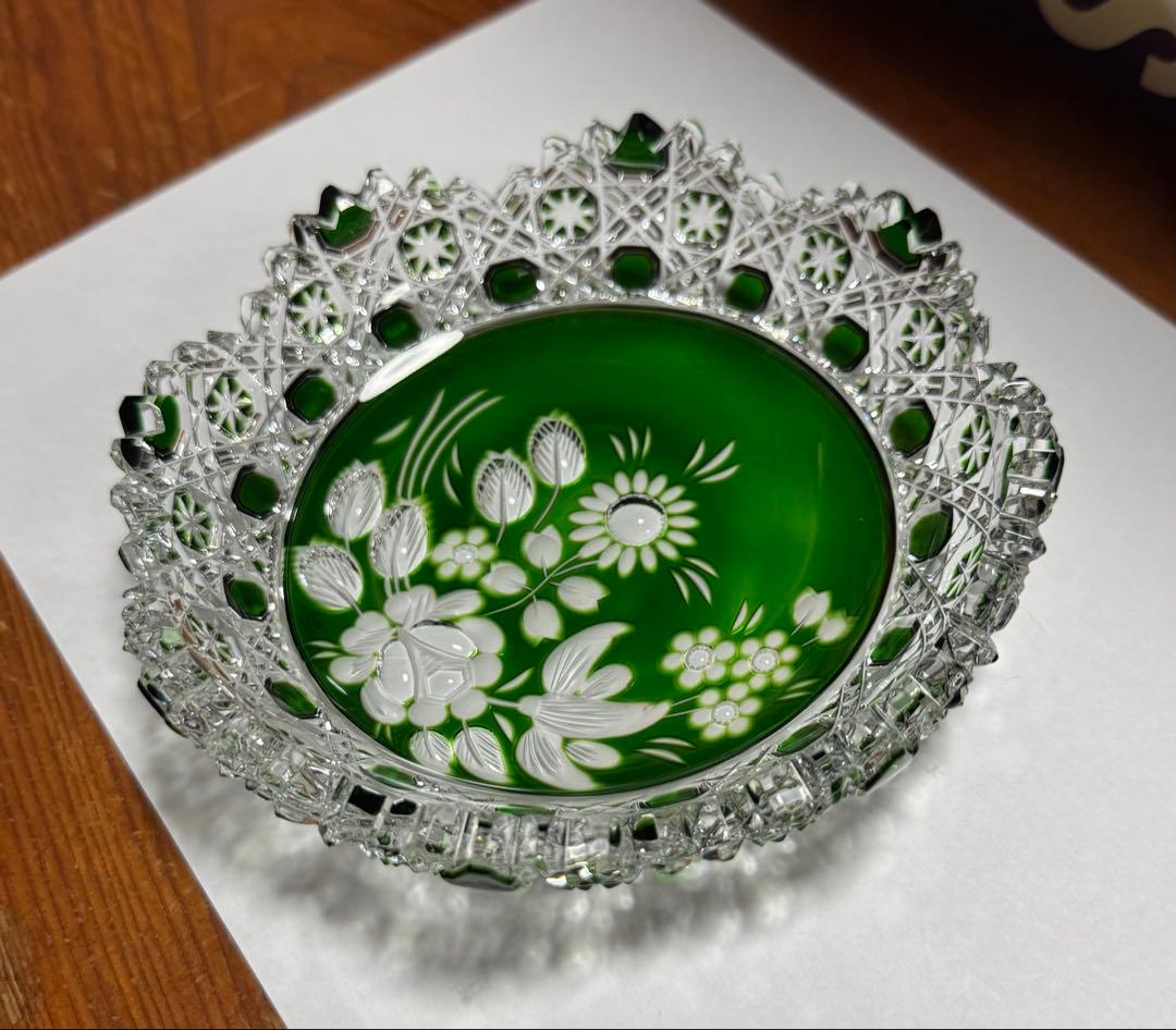 【Meissen】『 クリスタル ガラス 緑被せ』 《ヴィンテージ》《未使用》