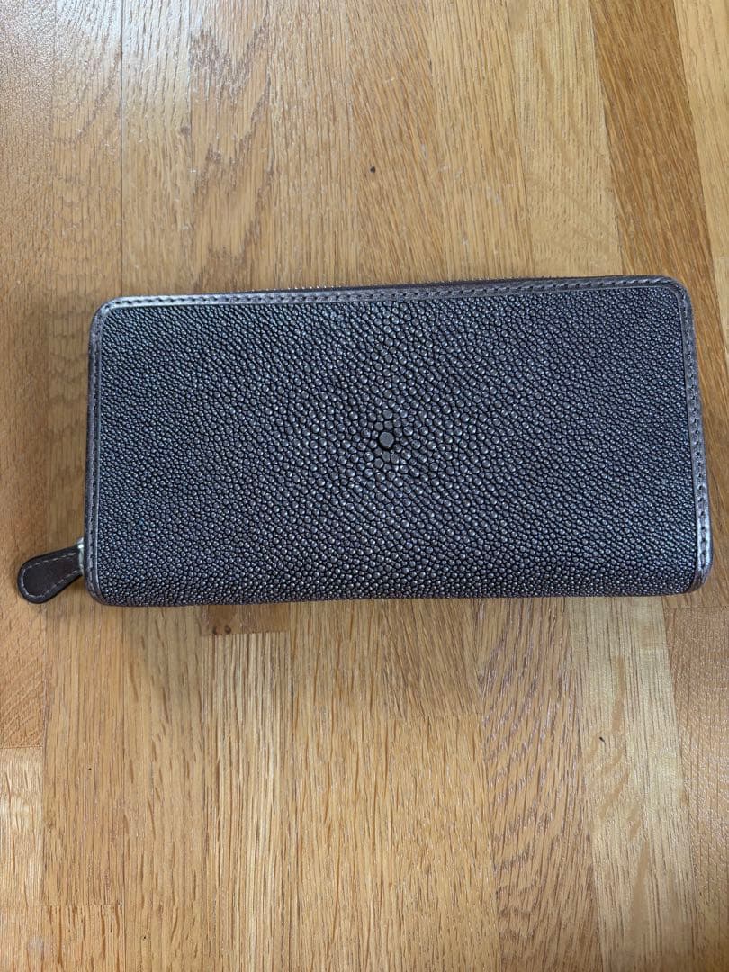 ⭐︎ダークブラウン ガルーシャ　エイ革長財布⭐︎ 64%オフ 財布 父の日 GODANE ゴダン ガルーシャ革 Galuchat ラウンド