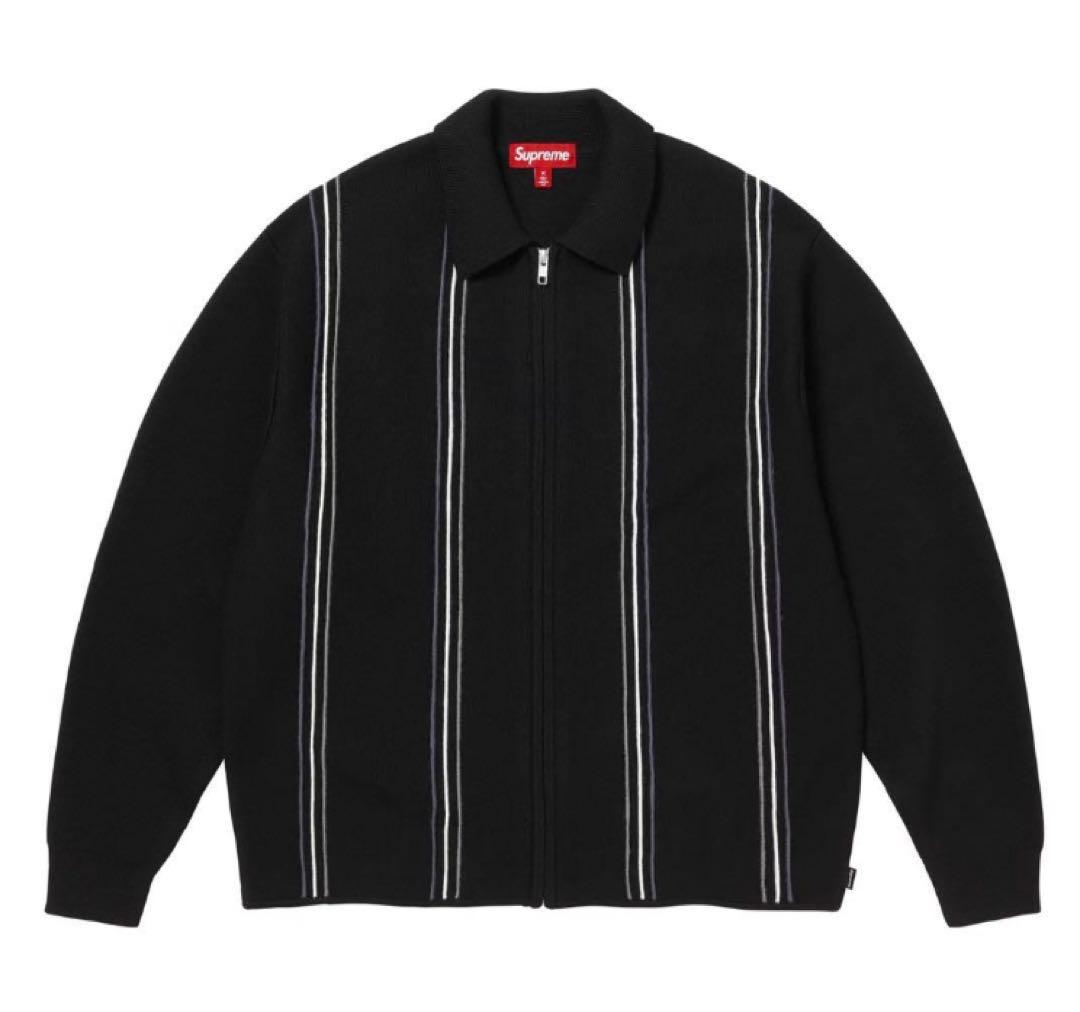 Supreme Stripe Zip Up Polo Sweater - メルカリ