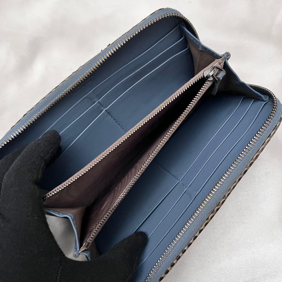 ◇レア極美品◇ボッテガヴェネタ 長財布 オールパイソン ラウンド