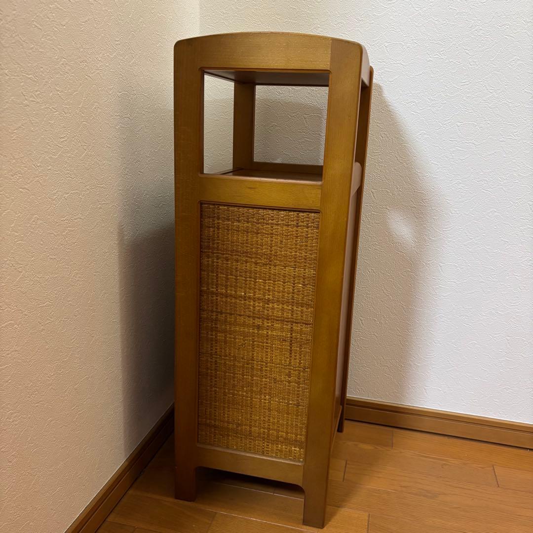 オールドカリモク 木製キャビネット 電話台 チェスト ラタン扉 昭和