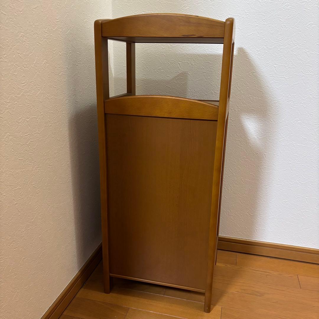 オールドカリモク 木製キャビネット 電話台 チェスト ラタン扉 昭和