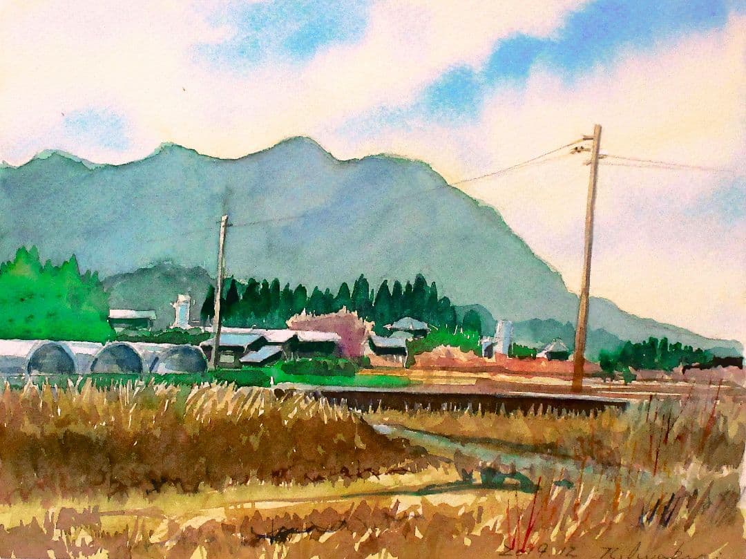 風景 水彩画 額装済み 原画 F６号 桜(マキノ高原) 桜の風景 水彩画 F6 原画 インテリアアート - メルカリ