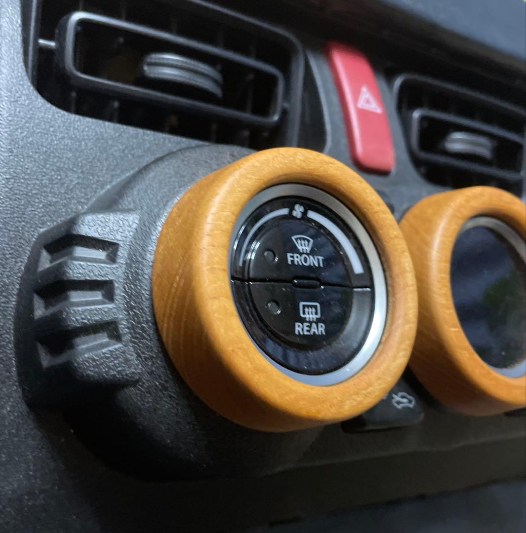 のらくま様用 ジムニーJB64《欅製》エアコンダイヤルリング3点セット