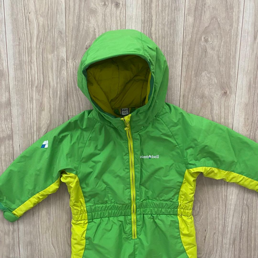 モンベル キッズ スノーウェア スキーウェア つなぎ 100 黄色 緑