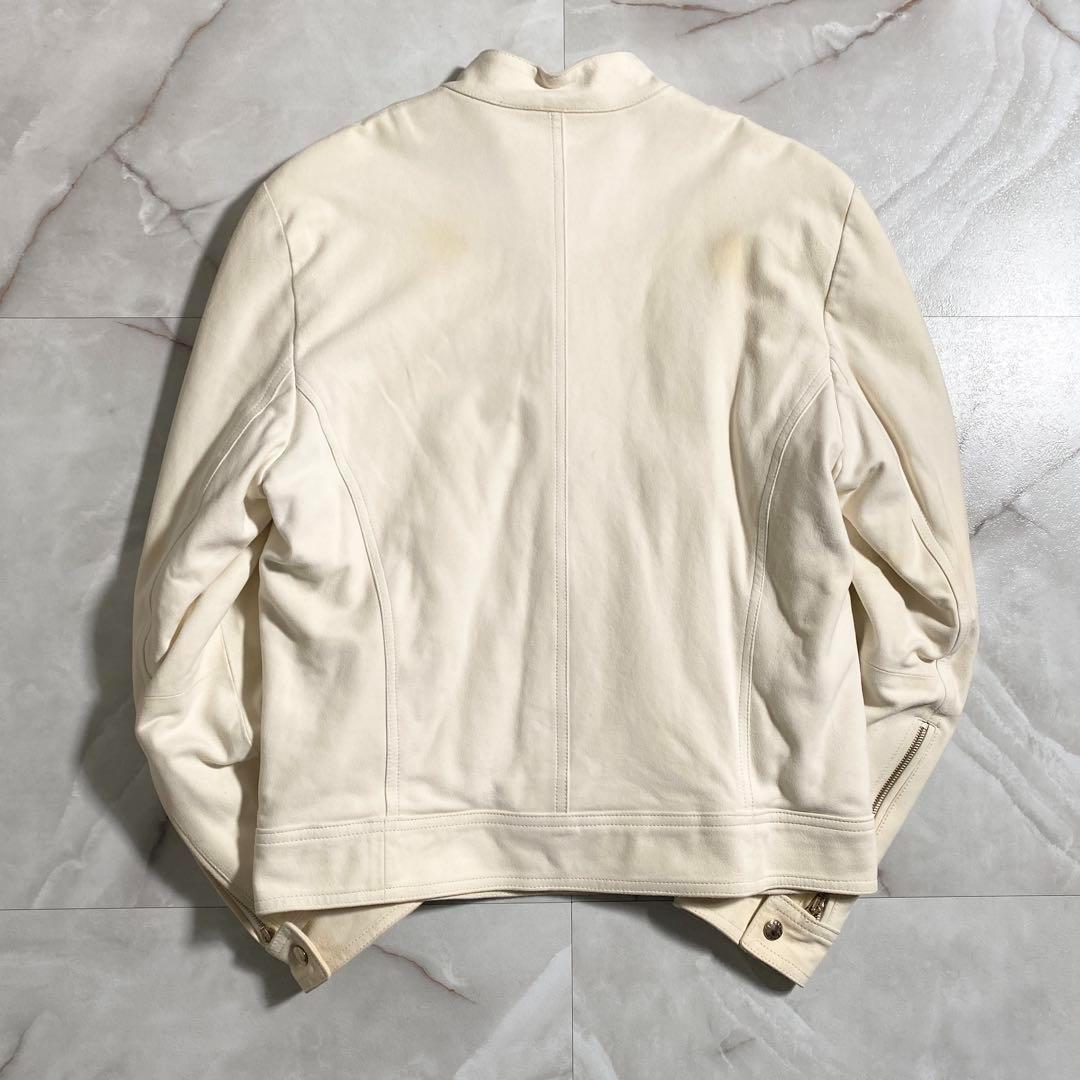 B15938 エンメティ アンドレア ゴートスキン中綿ライダース 白48