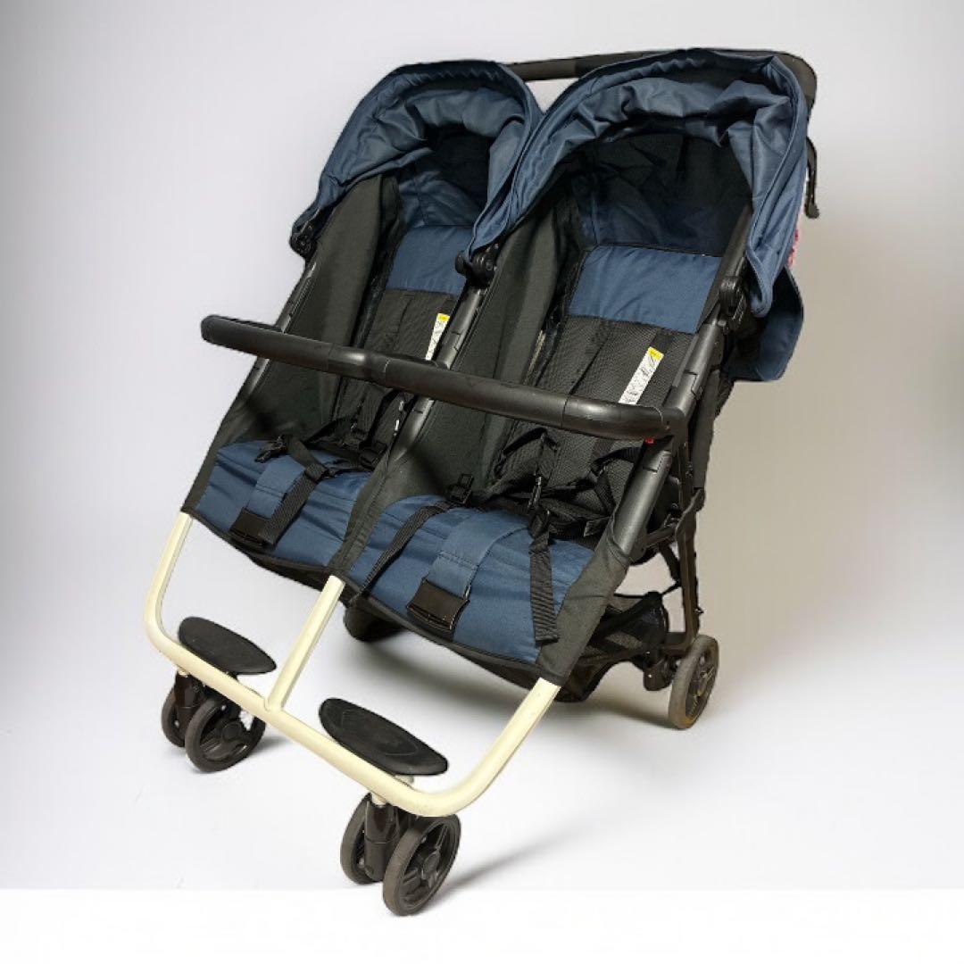 ココロンツイン ベビーカー メッシュ ネイビー 双子用 2人乗り 折りたたみ ココロン ツイン ネイビー 横型二人乗りベビーカー 双子用 2人乗り