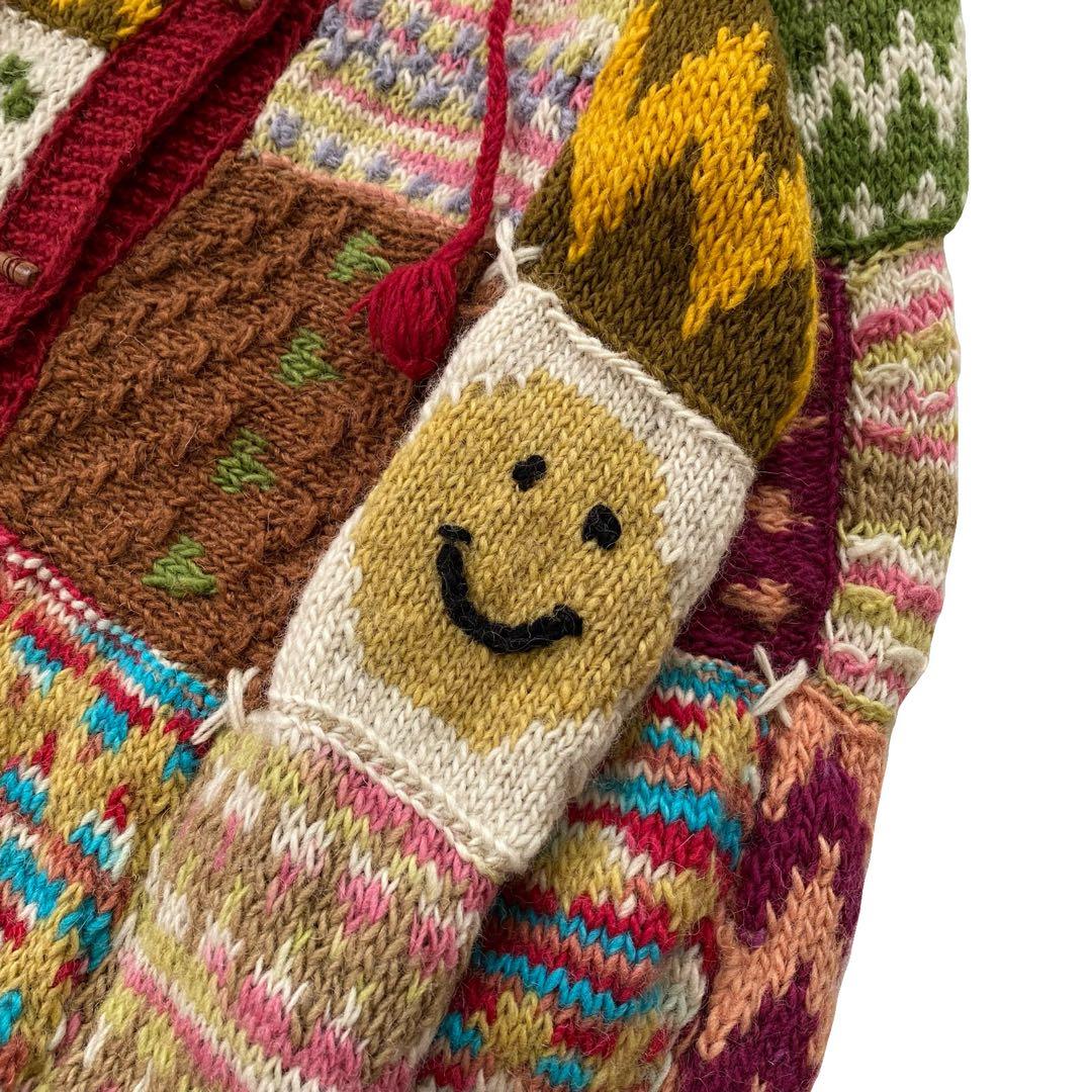 未使用品 EL RODEO エルロデオ パッチワーク ニット コート ニコちゃん