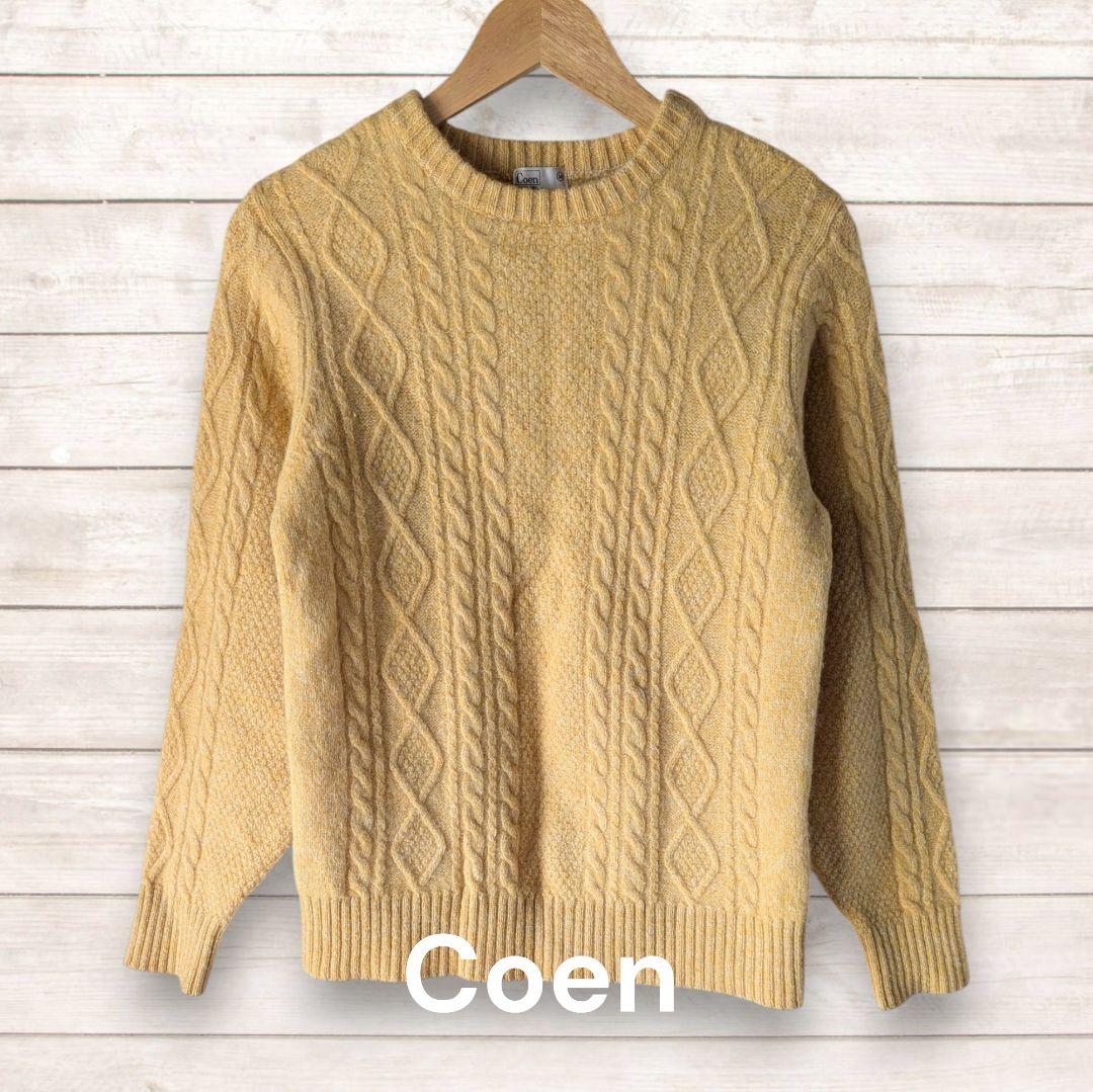 Coen ケーブル編み イエローニットセーター - メルカリ