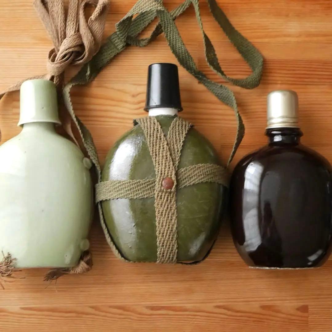 古い陶器の水筒瓶 3点セット 統制番号あり 瀬828 統制陶器その4。 水筒。 #古道具 #古道具のある暮らし #古道具屋 #雑貨