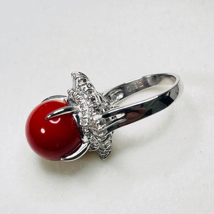 東*堂様 【美品】大珠 天然血赤珊瑚ダイヤモンドpt900リング - メルカリ