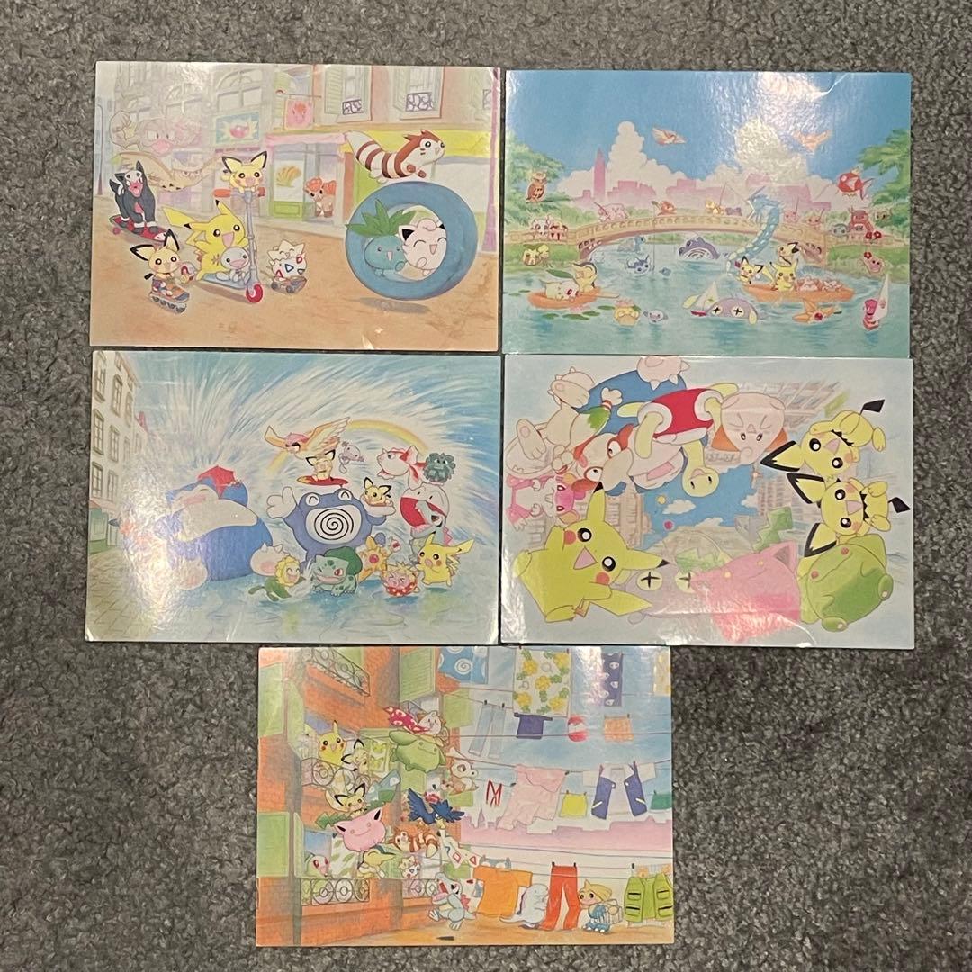 ポケモンポストカード5枚 ふくやまけいこ 非売品 金銀 クリスタル