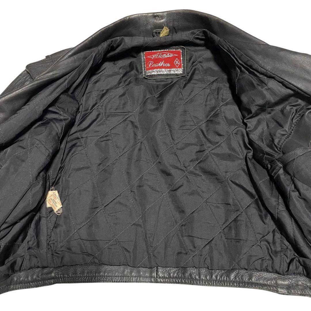 vintage】牛革 本革 カウハイドダブルライダースジャケット ブラック M