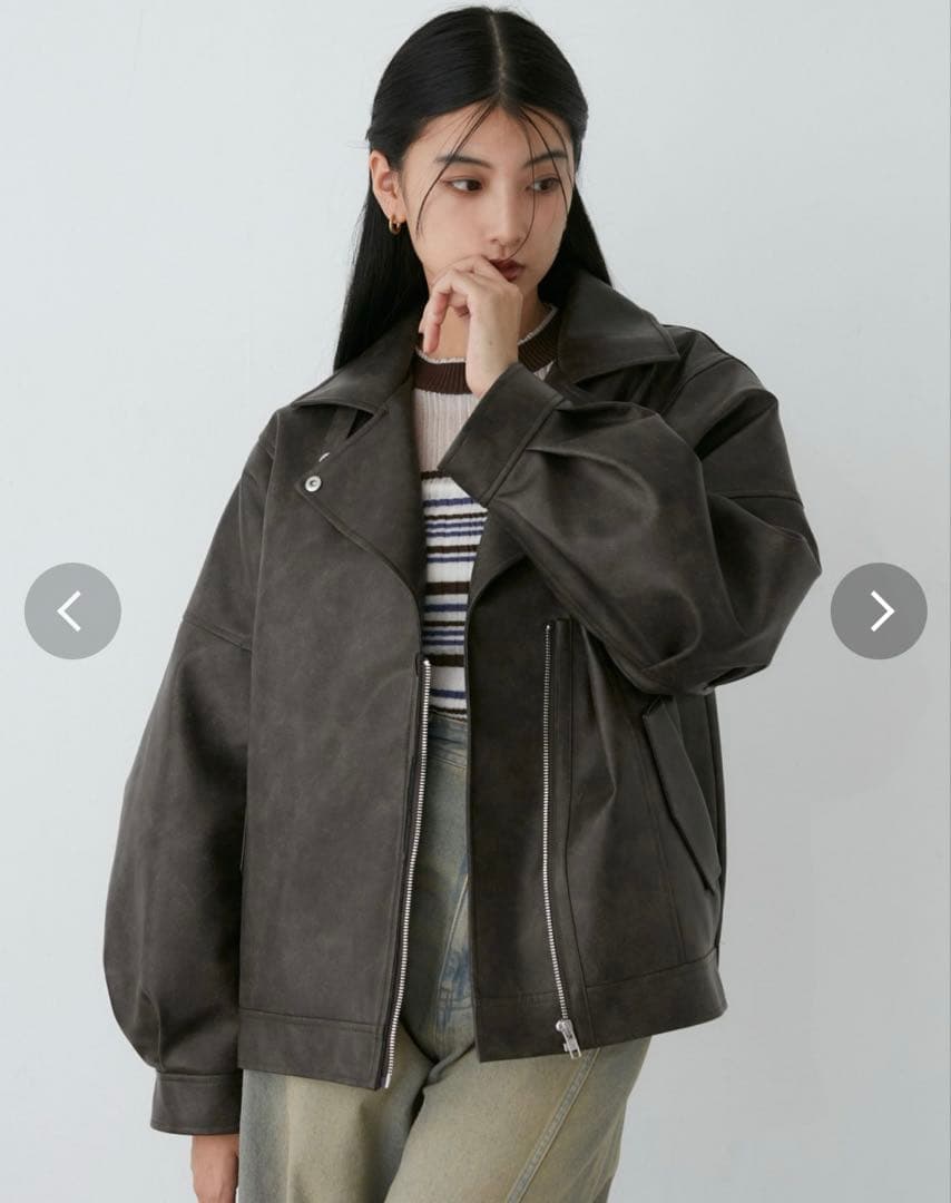 murua フェイクレザージャケット MURUA（ムルーア） ブルゾン アウター 2WAYカラーフェイクレザー