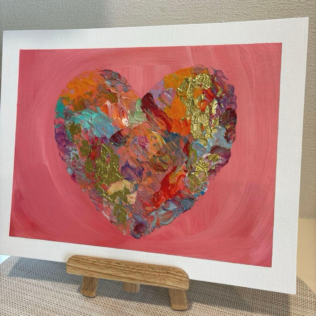 テクスチャーアート アクリル画 ハート 現代アート 開運アート
