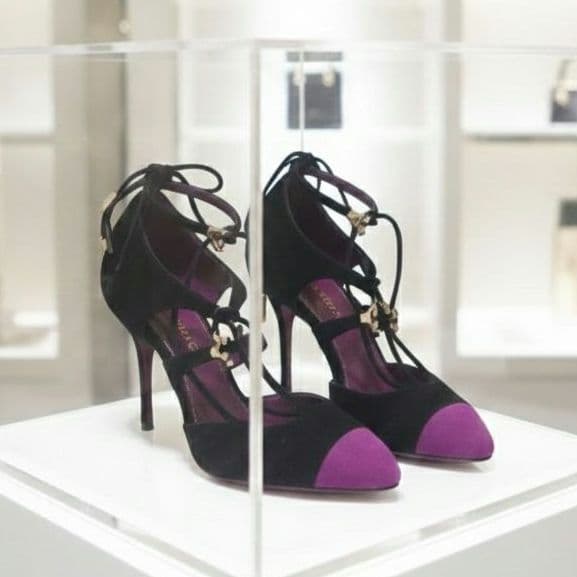 美品】セルジオロッシ パンプス 34 スエード ブラック パープル