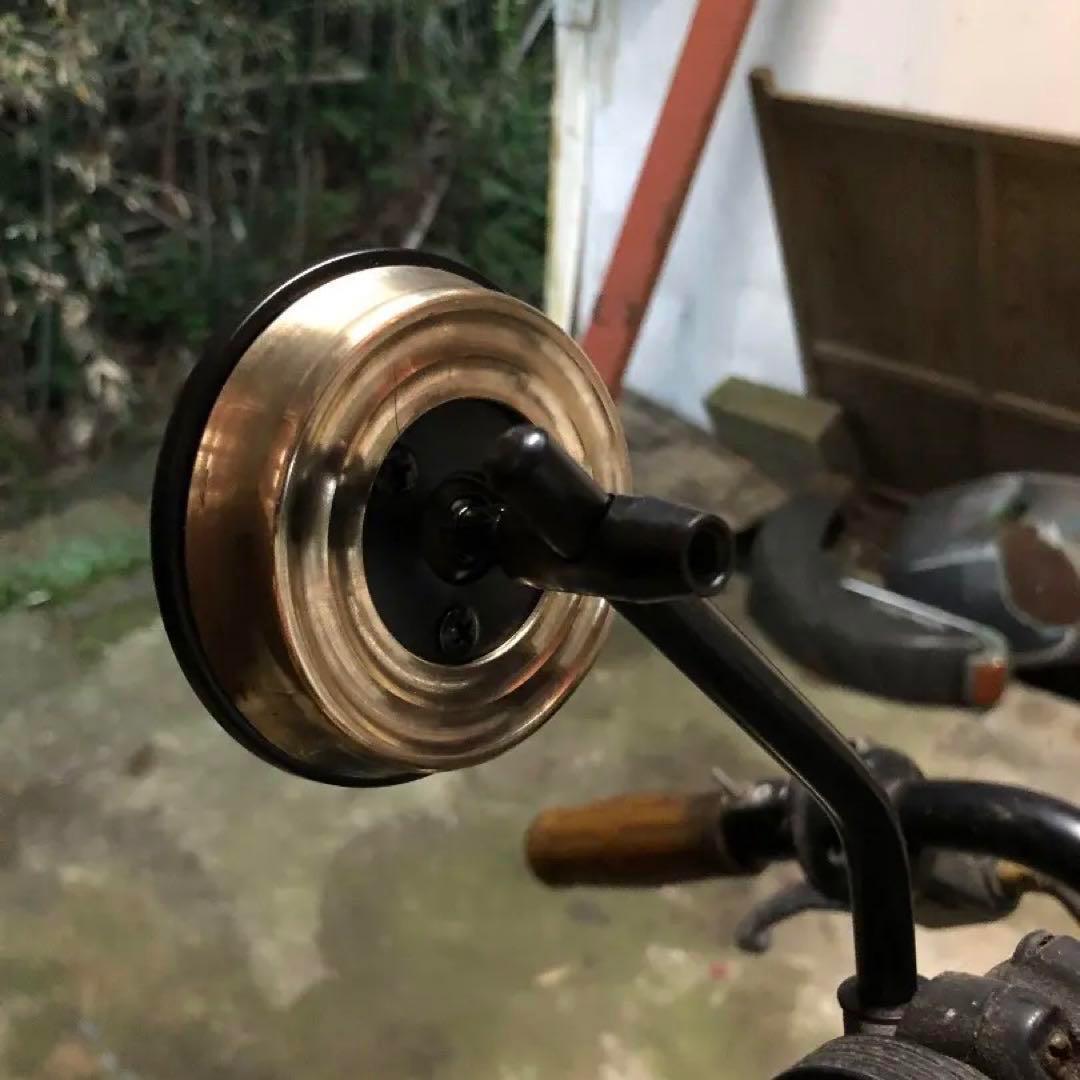 ハーレーダビッドソン 3インチミラー真鍮カバー ツイストステーセット