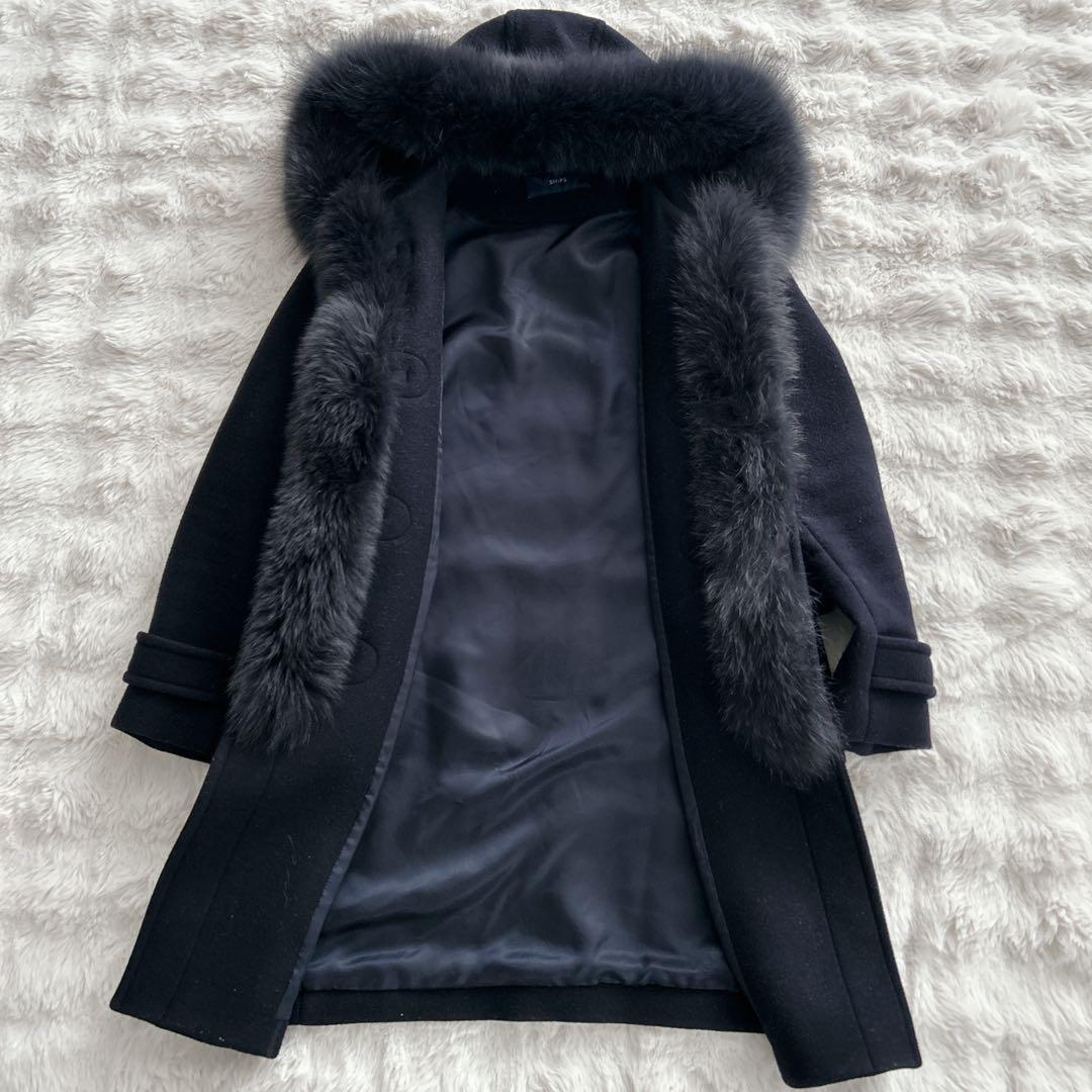 シップス☆カシミヤ混 ファーダッフルコート フォックスファー 2way
