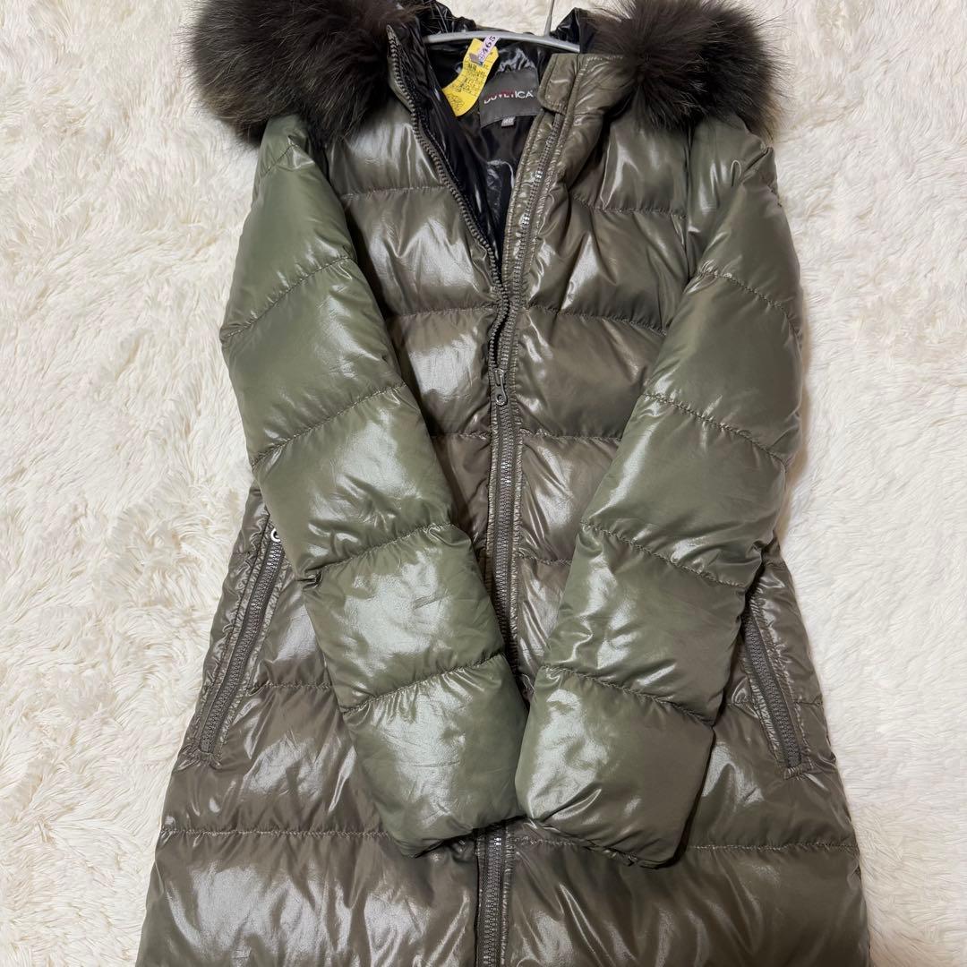 DUVETICA オリーブグリーン ロングコート ダウン リアルファー付き