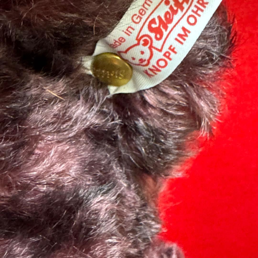 138-25 シュタイフ バカラ コラボ ペンダント付 テディベア ボルドー