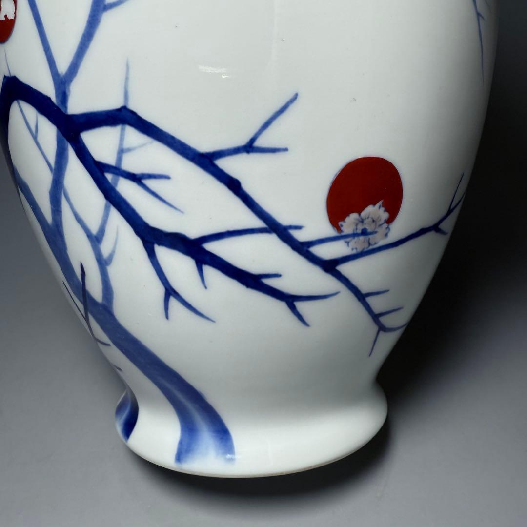 オールド深川製磁 錦手 柿鳥図花瓶 高さ24cm オブジェ インテリア