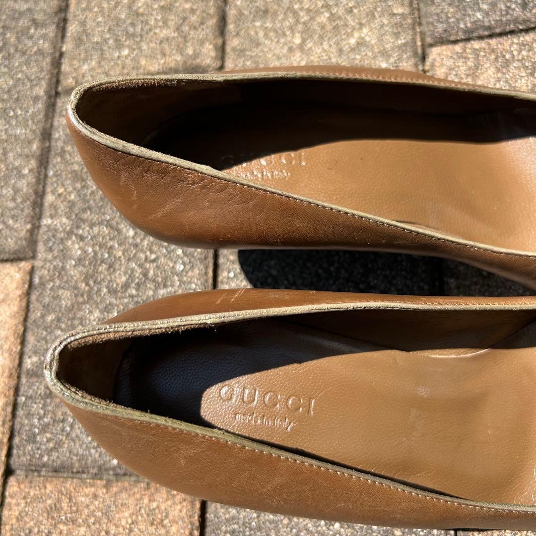 GUCCI ブラウン ポインテッドトゥ ヒール 23.5cm