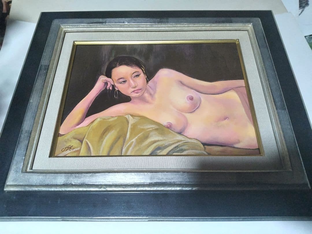 森本草介、絵画、油彩4F、裸婦NudeWoman、高級額縁、肉筆、高塚省吾。