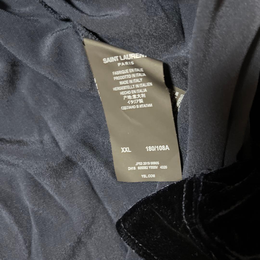 SAINT LAURENT ダークブルー ベロアベルベットシャツ ほぼ新品 XL