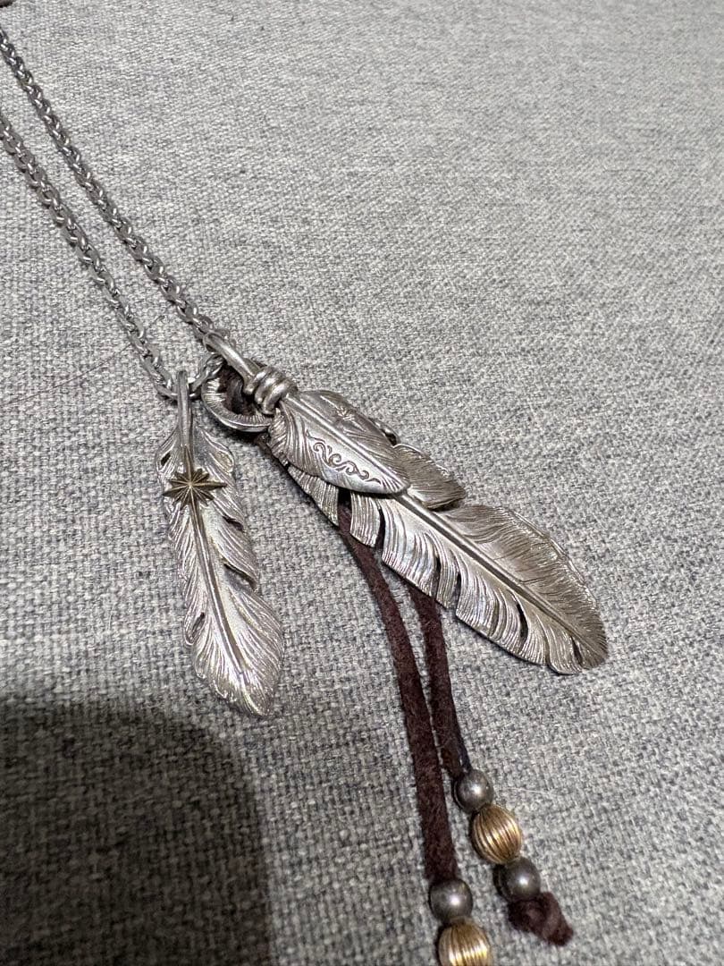 SAAD フェザーネックレス　2枚＋ホイールフック サード SAAD フェザーネックレス シルバー ホイール カスタム - メルカリ