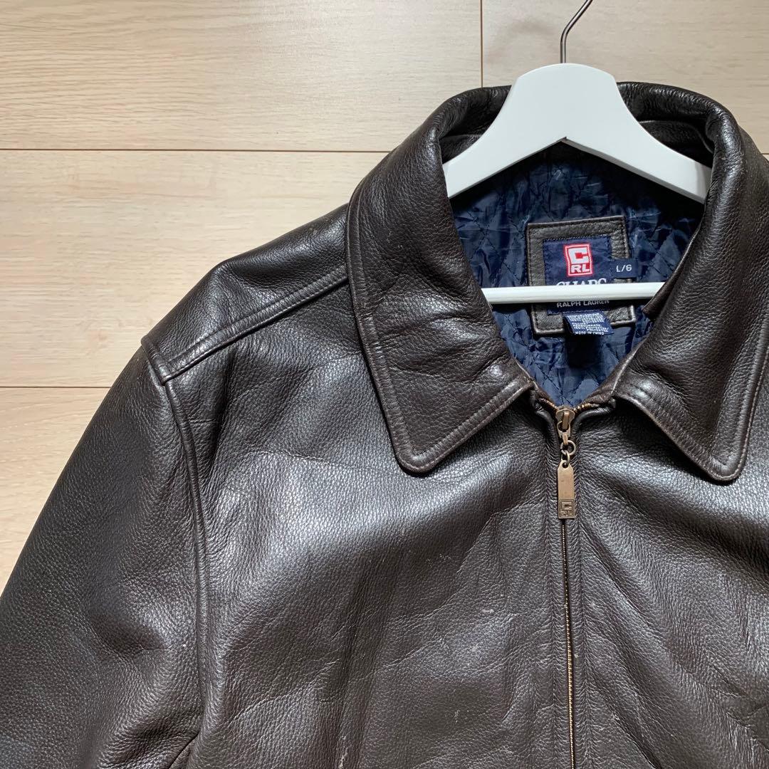 希少 CHAPS Ralph Lauren レザージャケット ダブルジップ XL - メルカリ