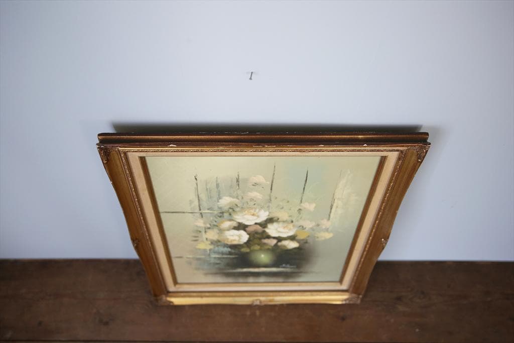 英国アンティークサイン入り肉筆絵画/静物画/油絵/西洋額絵/油彩76-191-2