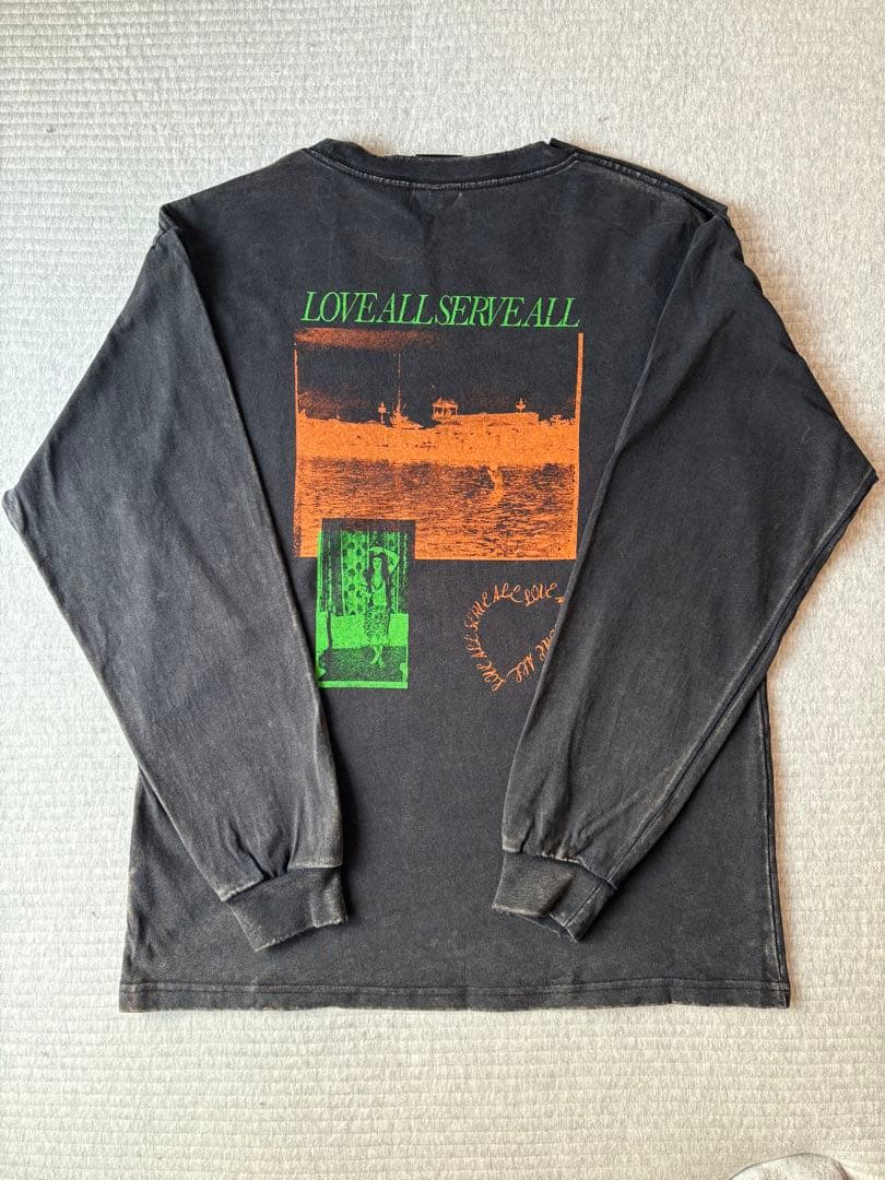 藤井風　LOVE ALL SERVE ALL ロンT ダメージ加工　ブラック